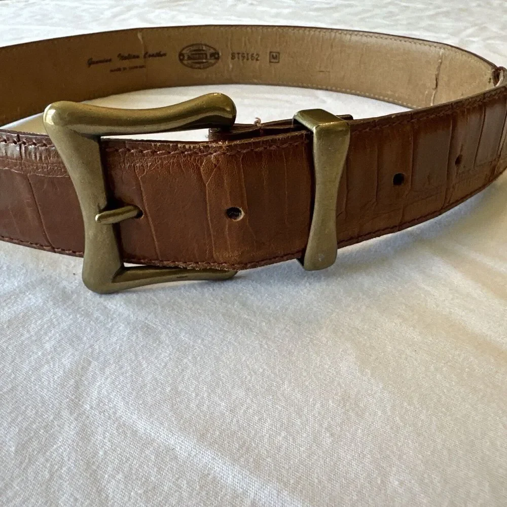 Fossil Men's‎ Belt Genuine Italian Leather Brown Brass Buckle Size Medium
